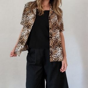 90s leopard print blouse
